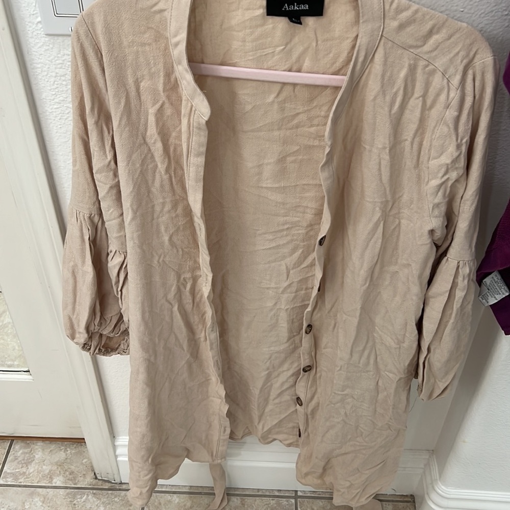 NEW Beige Button Front Dress - Picture 5 of 12
